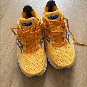 Saucony Yellow and Blue Athletic Shoes with Breathable Mesh